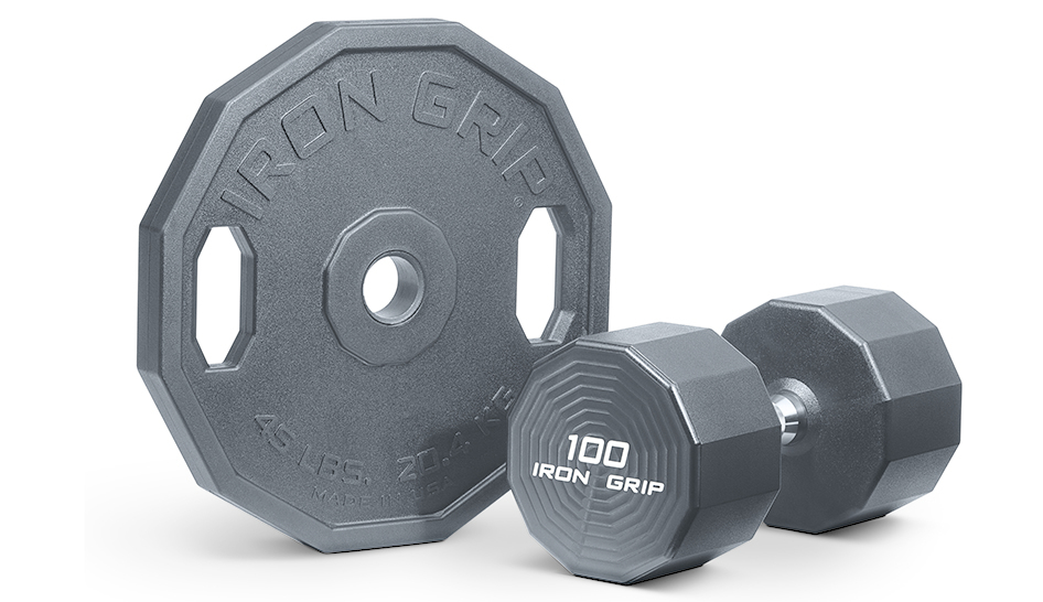 Fitness programming iron grip dumbbell free weights column