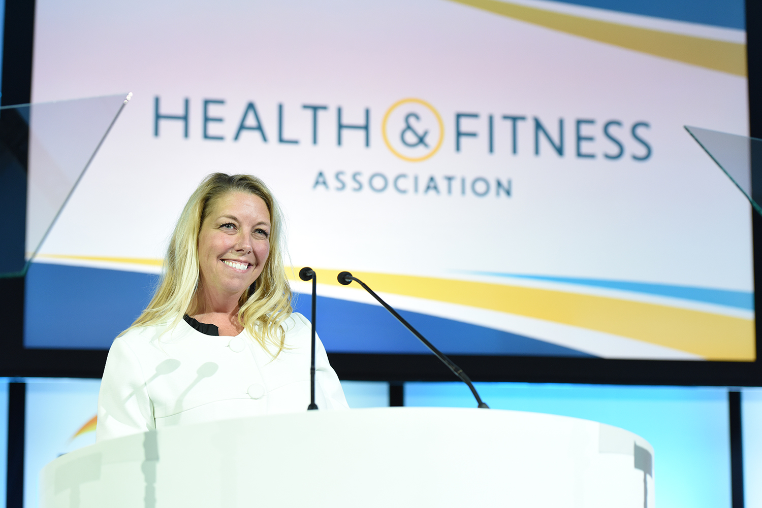 Liz announcing the Health and Fitness rebrand